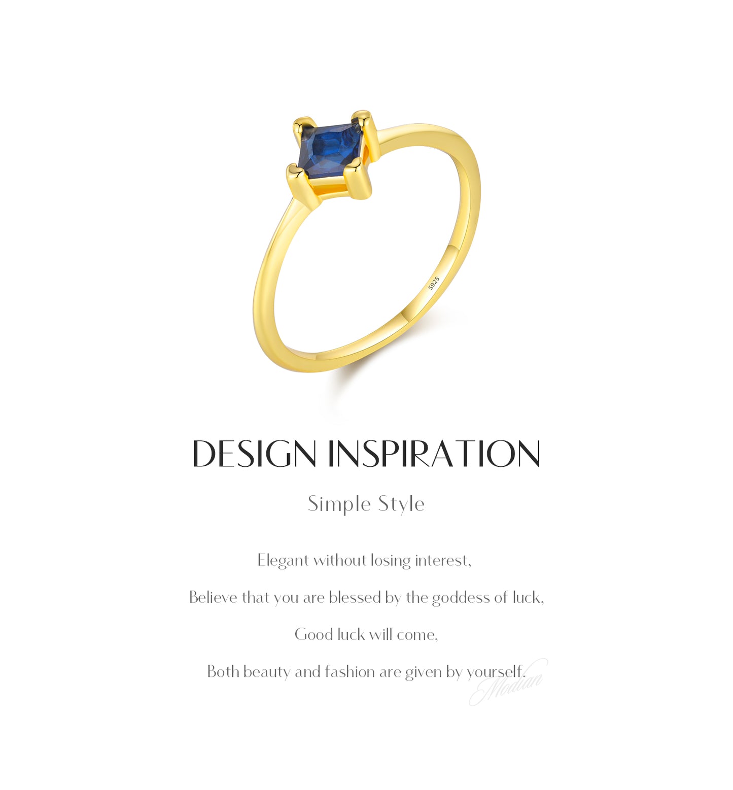 Anillo Lady - Plata 925 bañado en oro de 14k