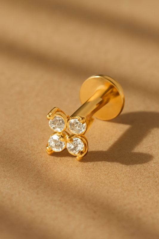 Piercing Florcita - Plata 925 bañado en Oro de 18K