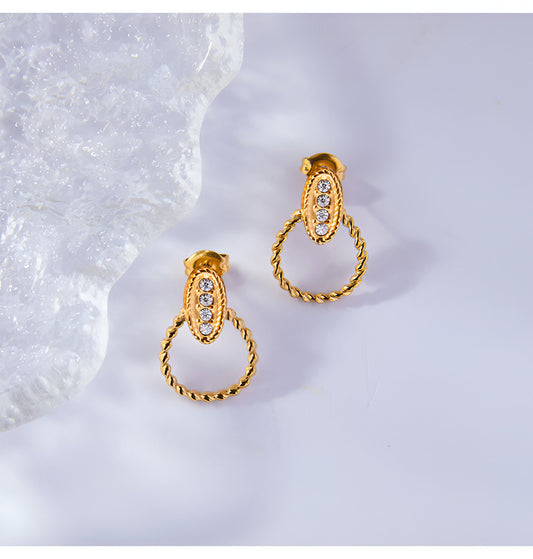 Aretes Elegantes - Acero Inoxidable bañado en Oro de 18K