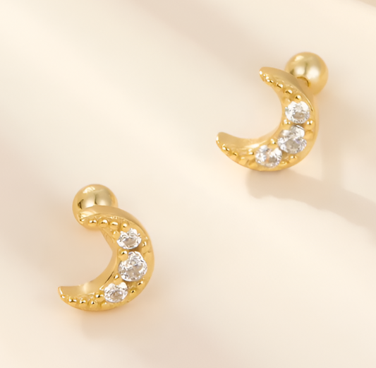 Aretes Media Luna - Plata 925 bañado en Oro de 18K